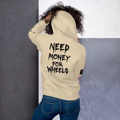 Women's hoody in sand, back print